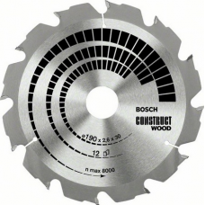 Пильный диск дереву BOSCH 160х12х20/16 CONSTRUCT WOOD (2608640630)