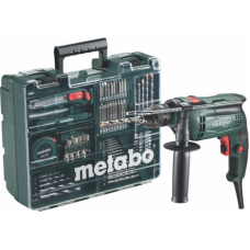 Дрель ударная сетевая METABO SBE 650 (БЗП) односкоростная, с набором оснастки (600671870)