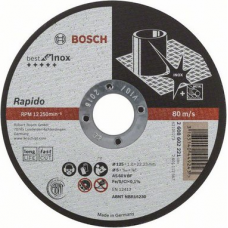 Отрезной круг по нержавеющей стали BOSCH 125х1,0х22 мм A60W41-BF Best for Inox - Rapido (2608602221)