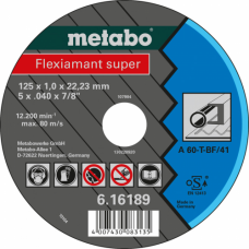 Отрезной круг по металлу METABO 125x1,0x22,23 мм прямой А60Т Flexiamant S (616189000)