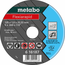 Отрезной круг по нержавеющей стали METABO 125x1,0x22,23 мм А60R Flexiarapid (616187000)